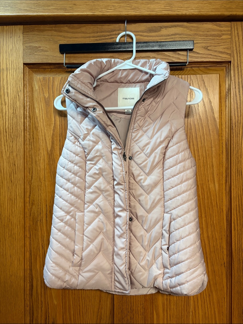 Maurices Light Blush Quilted Vest with Stand Collar